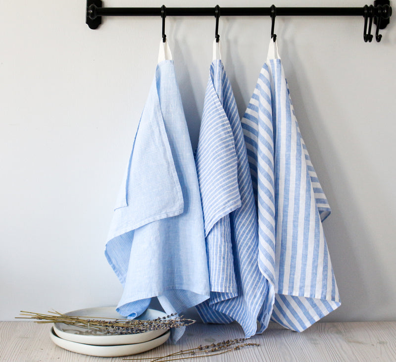 Mu Kitchen- Set of 2 Striped Dishcloths- Blue