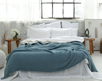 Ocean Blue Organic Muslin Blanket – Coastal Double-Sided Style