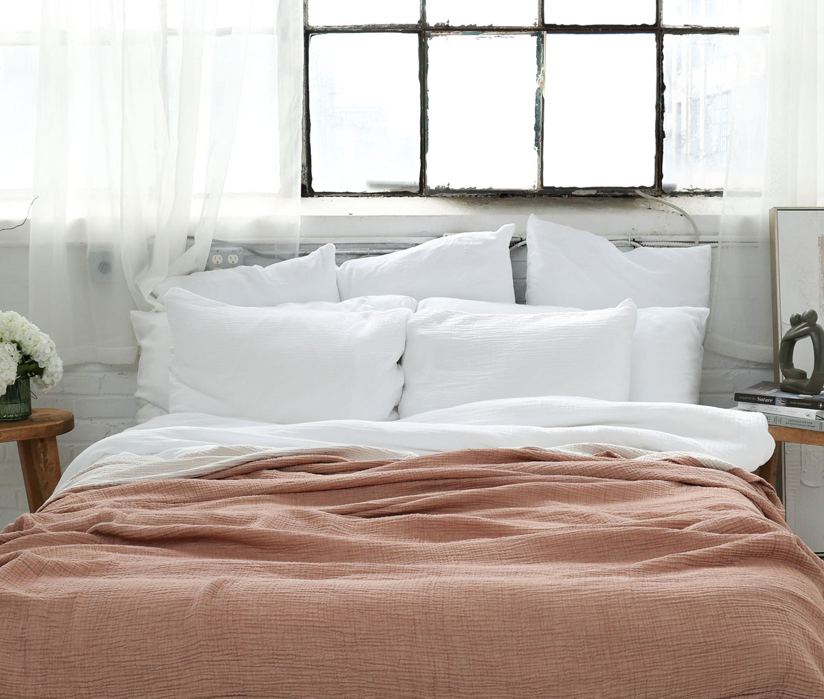 Clay Organic Muslin Blanket – Earthy Double-Sided Comfort