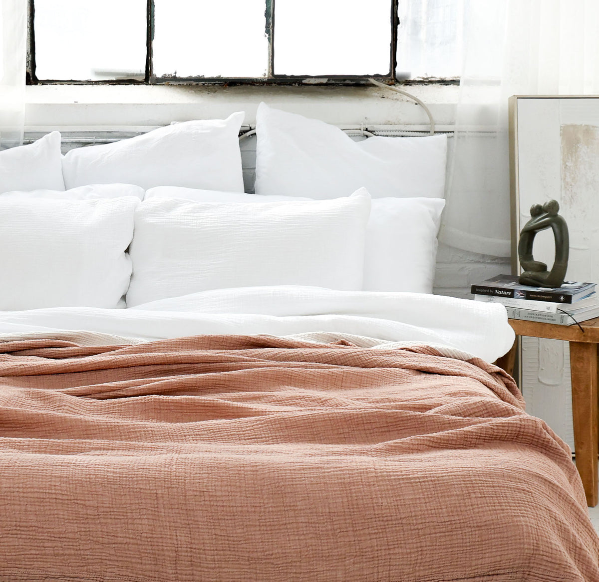 Gray Organic Muslin Blanket – Timeless Double-Sided Design