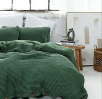 Forest Green Organic Waffle Pillowcases Set of 2