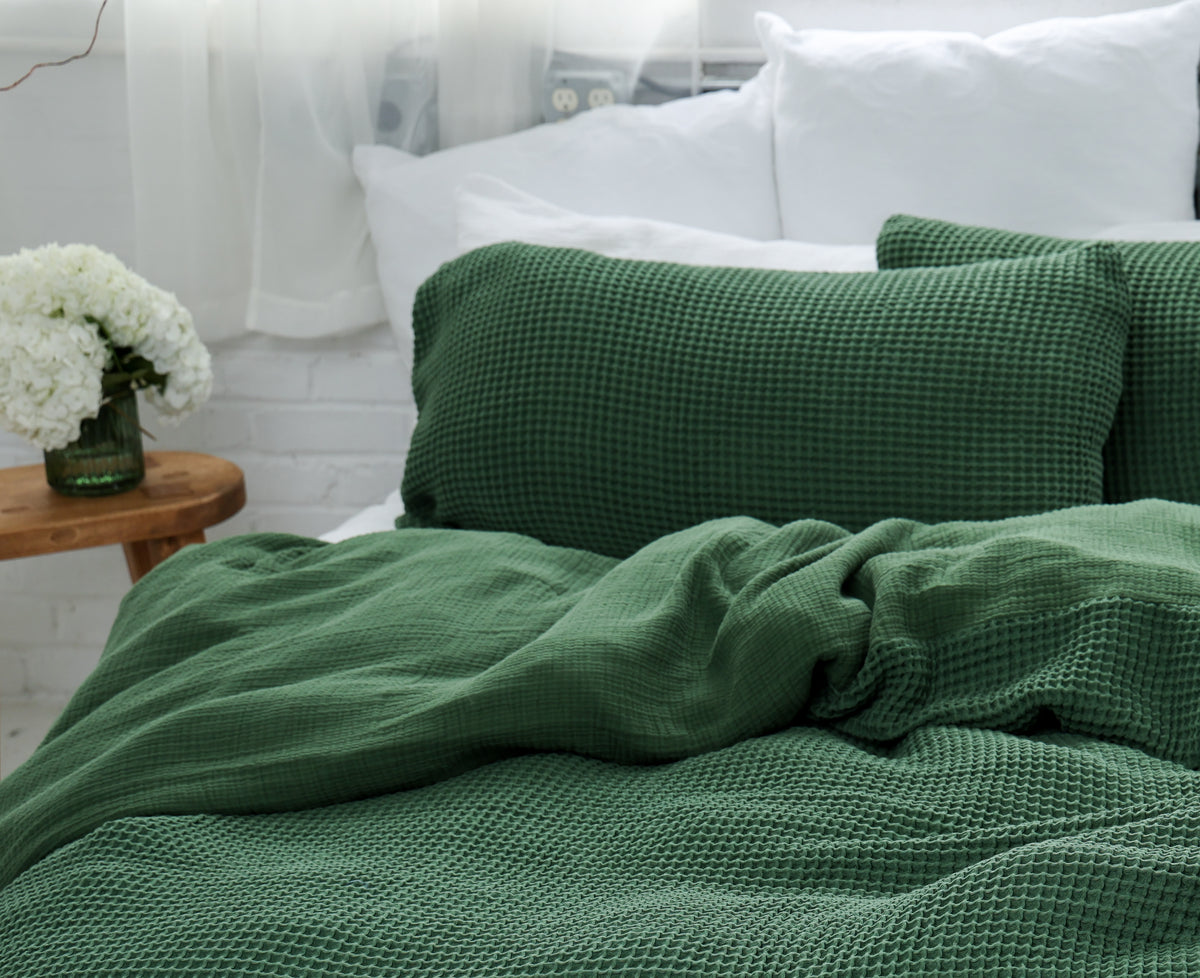 Gray Organic Waffle Pillowcases Set of 2