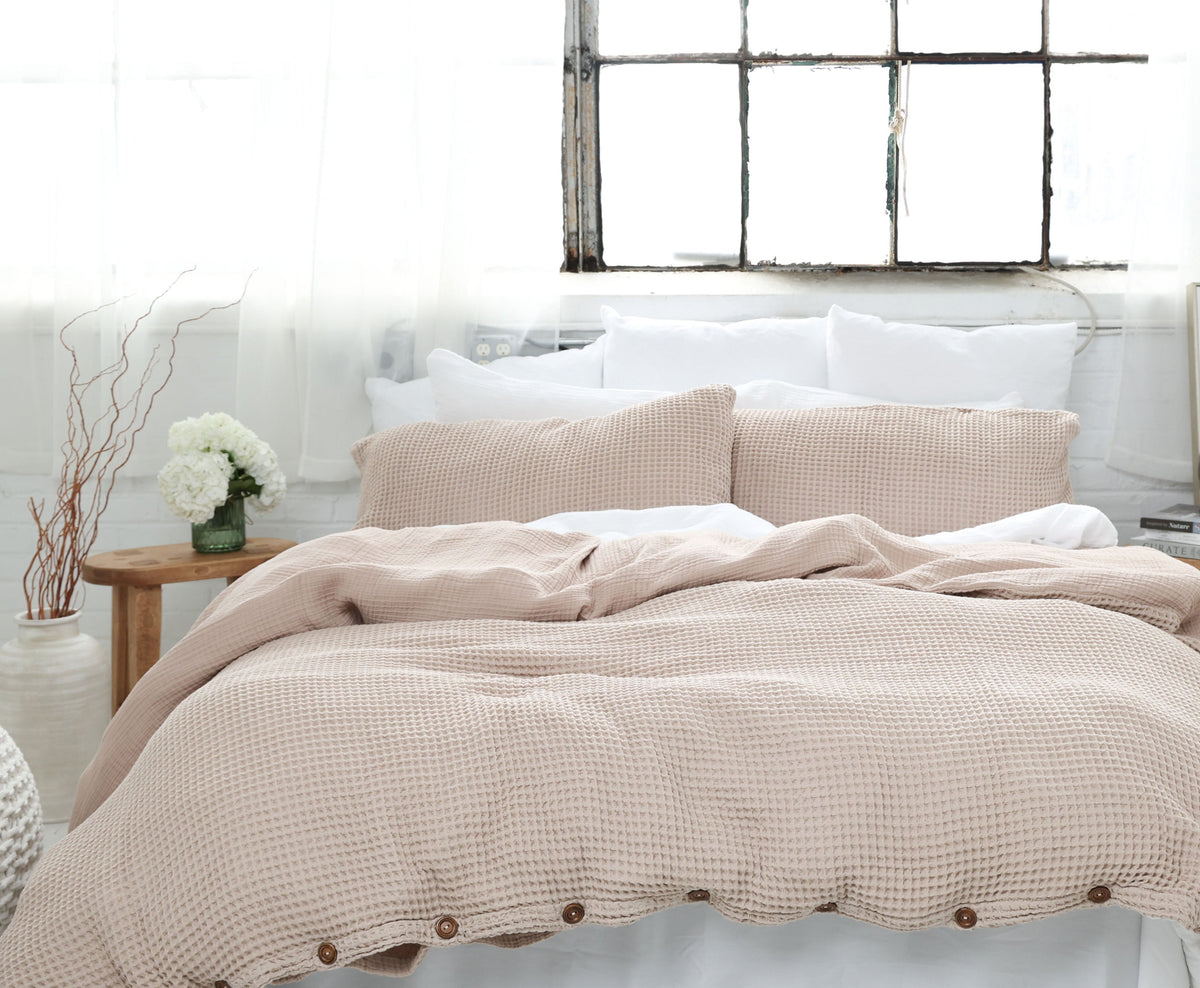 Natural Organic Waffle Pillowcases Set of 2