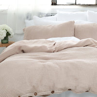 Natural Organic Waffle Duvet Cover - Double Sided