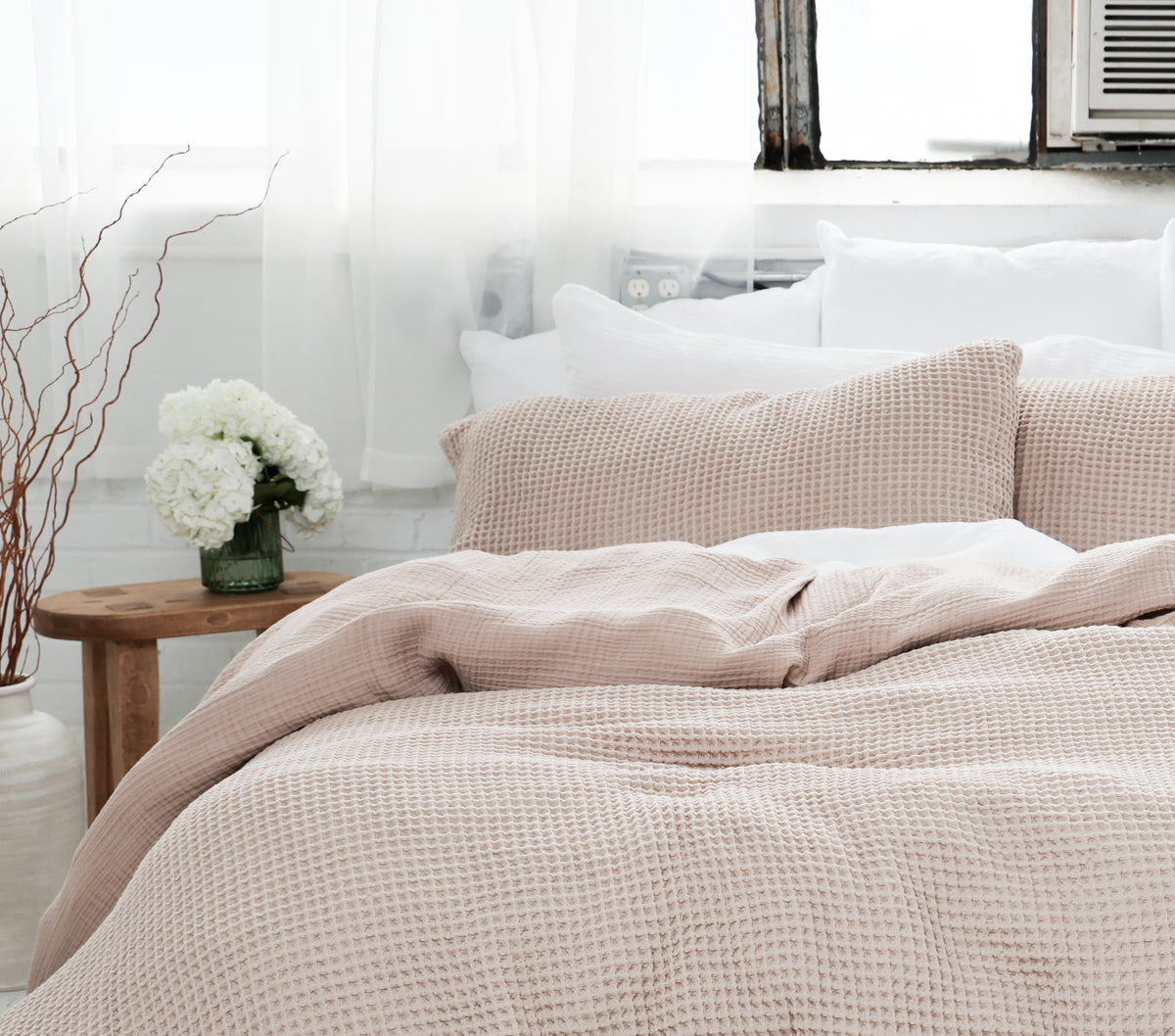Natural Organic Waffle Pillowcases Set of 2