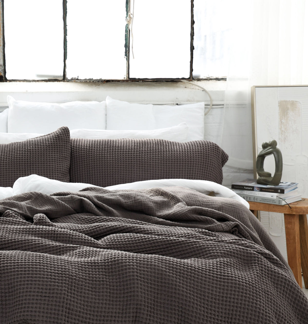 Gray Organic Waffle Pillowcases Set of 2