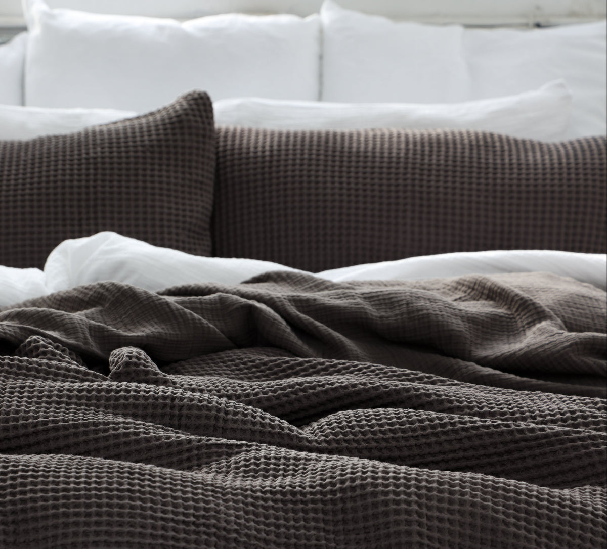 Gray Organic Waffle Pillowcases Set of 2