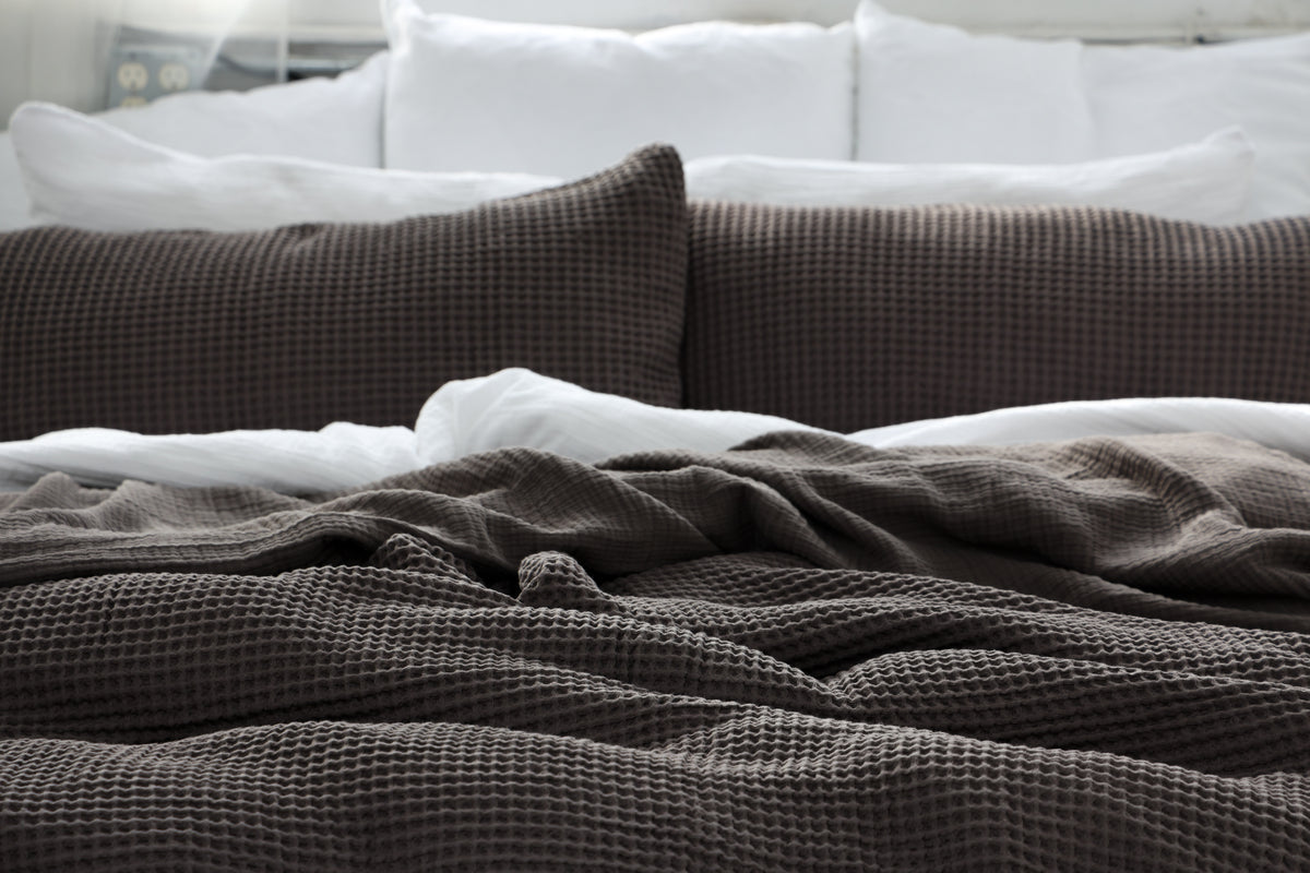Gray Waffle Duvet Cover – Organic and Double SIded