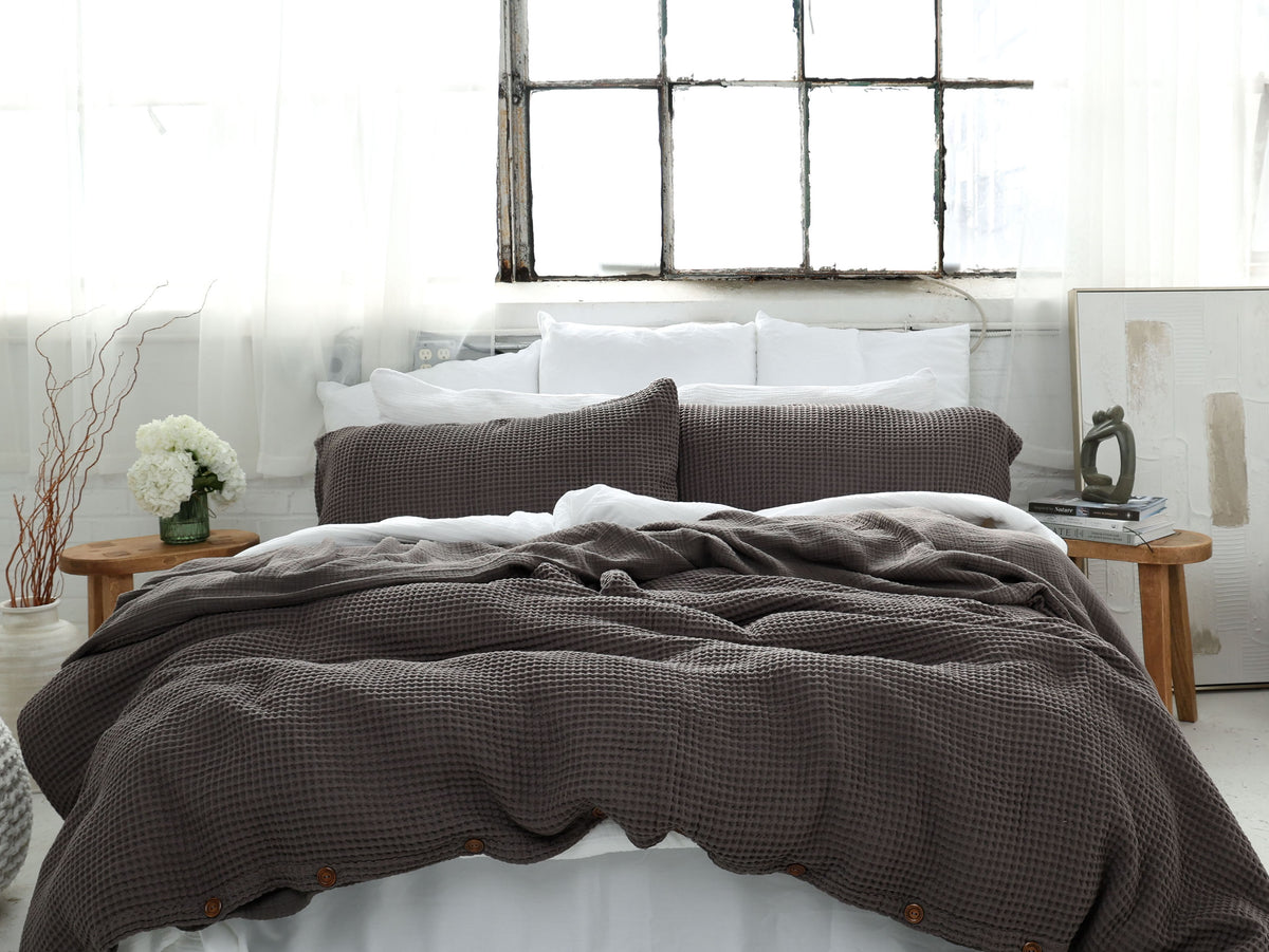 Gray Waffle Duvet Cover – Organic and Double SIded