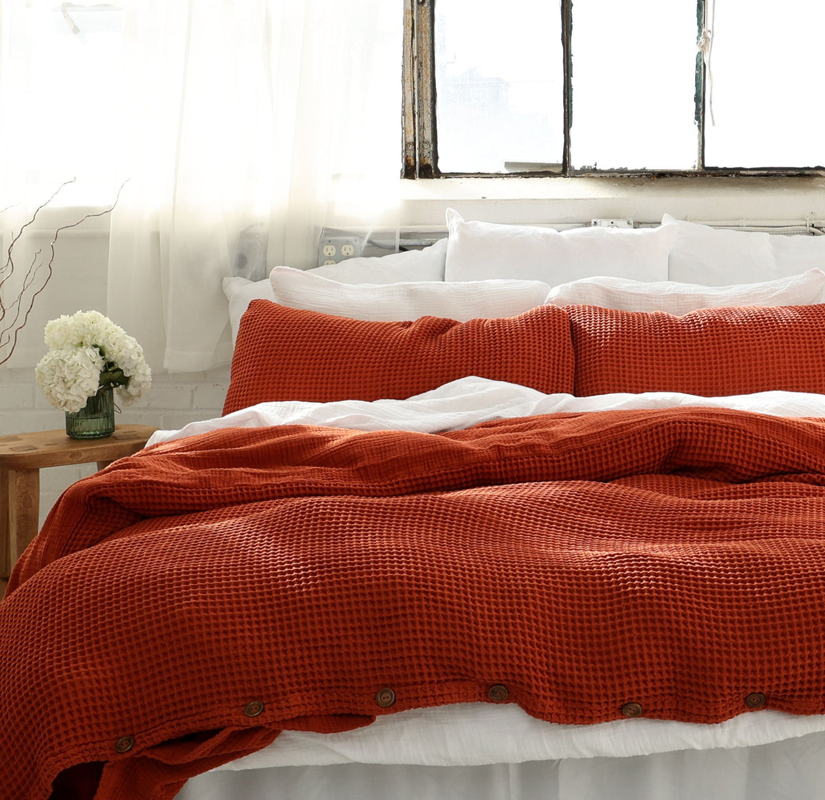 Cinnamon Organic Waffle Pillowcases Set of 2