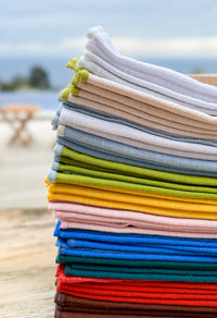 Sky Blue Cotton Napkin with Handcrafted Green Edges