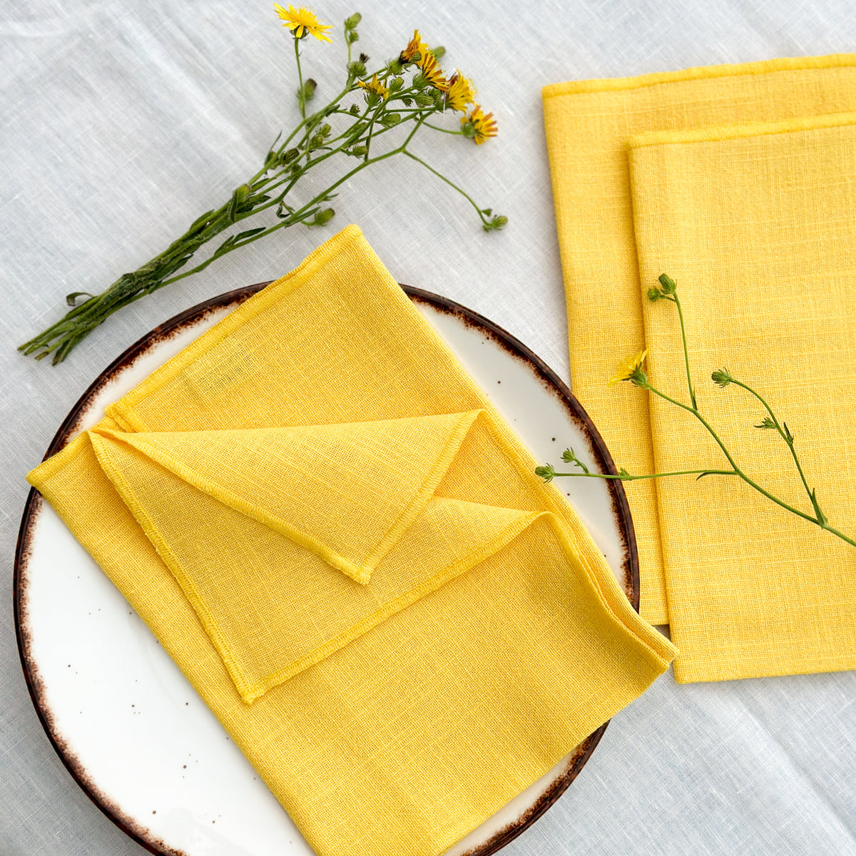 Yellow Pattern Napkins Sunshine Yellow Napkin Set – My Kitchen Linens