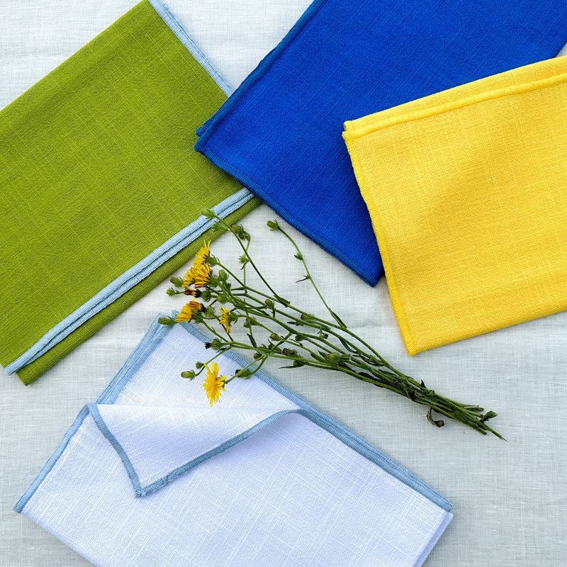 Green Napkin Set with Contrast Edges - Set of 2 or 4 – My Kitchen Linens