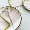 Natural Cotton Napkin with Handcrafted Green Edges - Set of 2 or 4