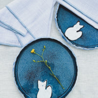 White Napkin Set with Handcrafted Contrast Edges