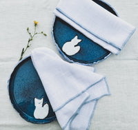 White Napkin Set with Handcrafted Contrast Edges
