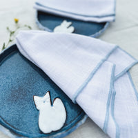 White Napkin Set with Handcrafted Contrast Edges