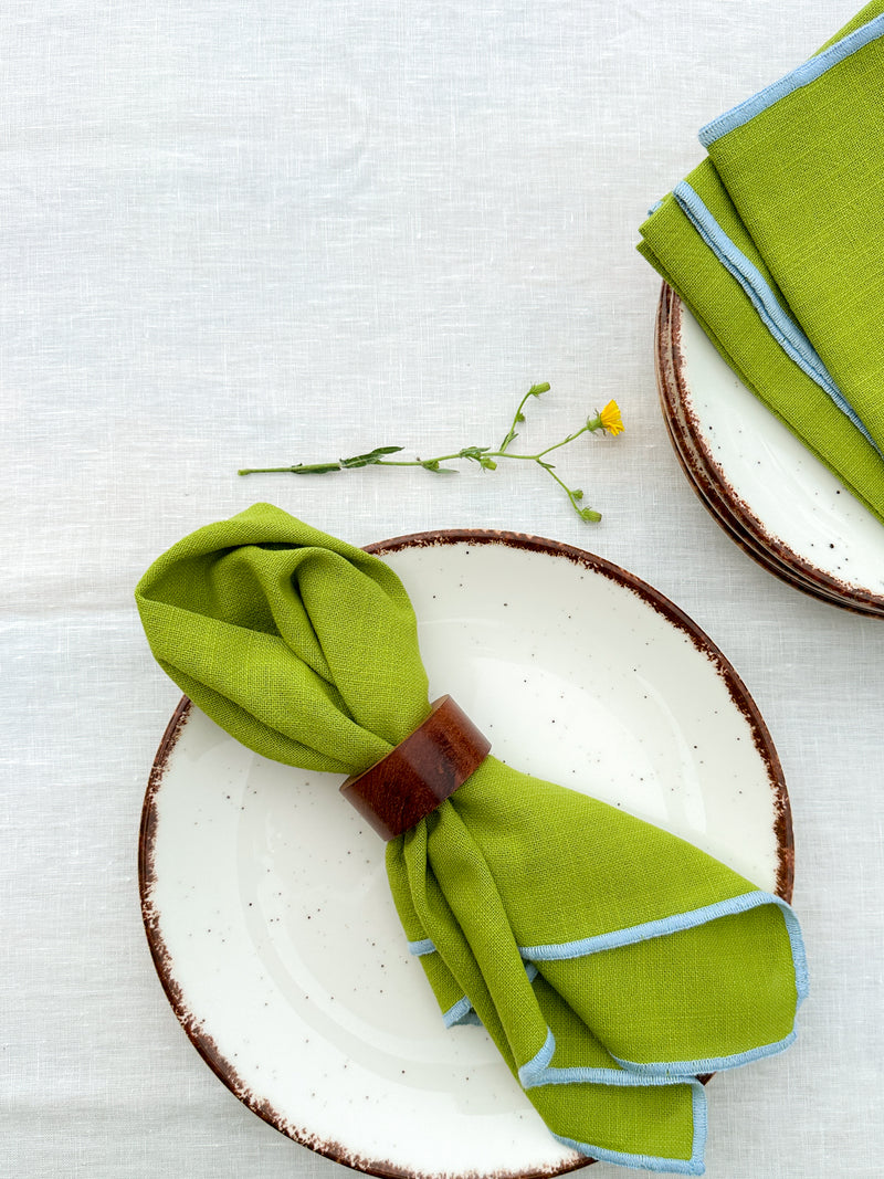 Green Napkin Set with Contrast Edges - Set of 2 or 4