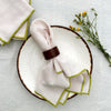 Natural Cotton Napkin with Handcrafted Green Edges - Set of 2 or 4