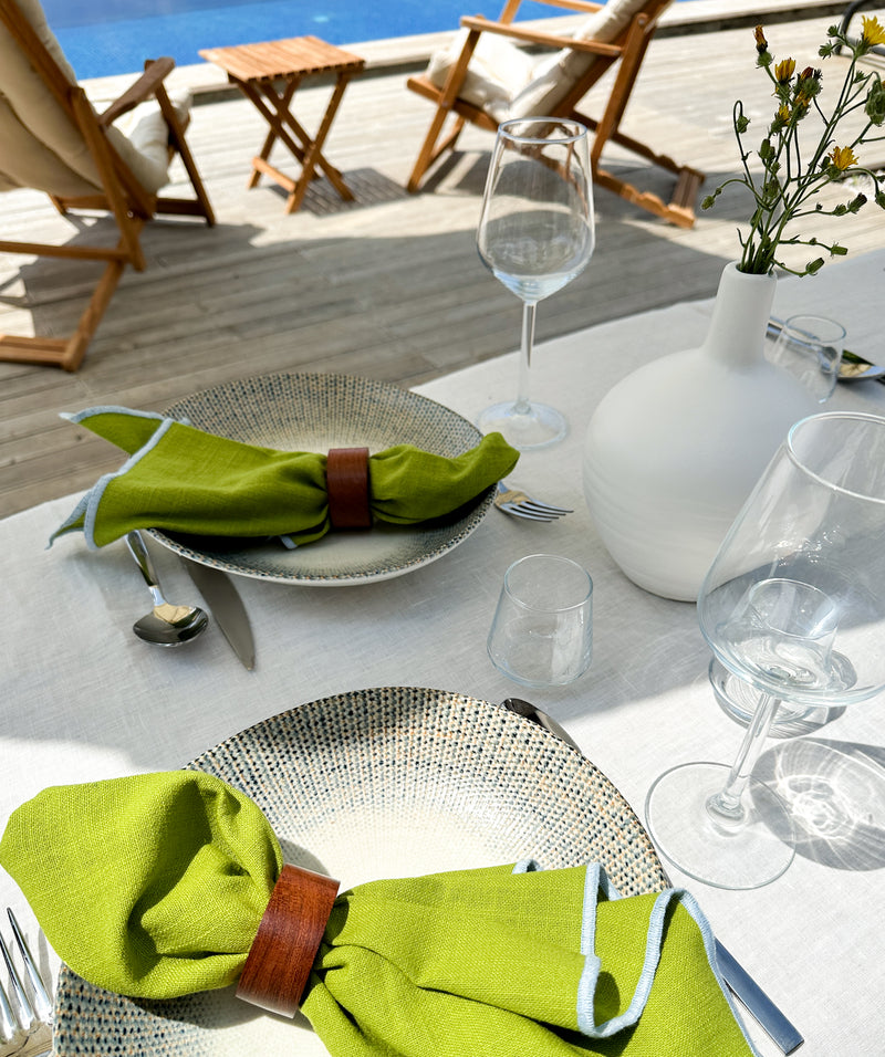 Green Napkin Set with Contrast Edges - Set of 2 or 4