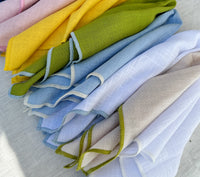 White Napkin Set with Handcrafted Contrast Edges