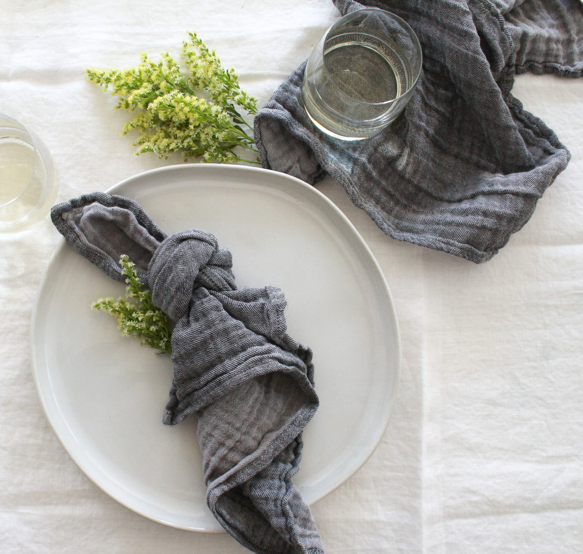 Stone Gray Crinkle Napkin Set