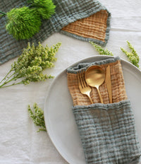 Forest Green & Mustard Crinkle Napkin Set