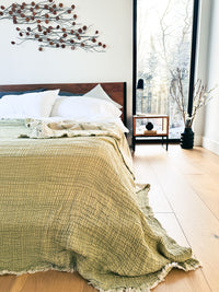 Reversible Solid/Striped Crinkle Blanket in Various Colors