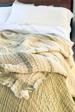 Reversible Solid/Striped Crinkle Blanket in Various Colors