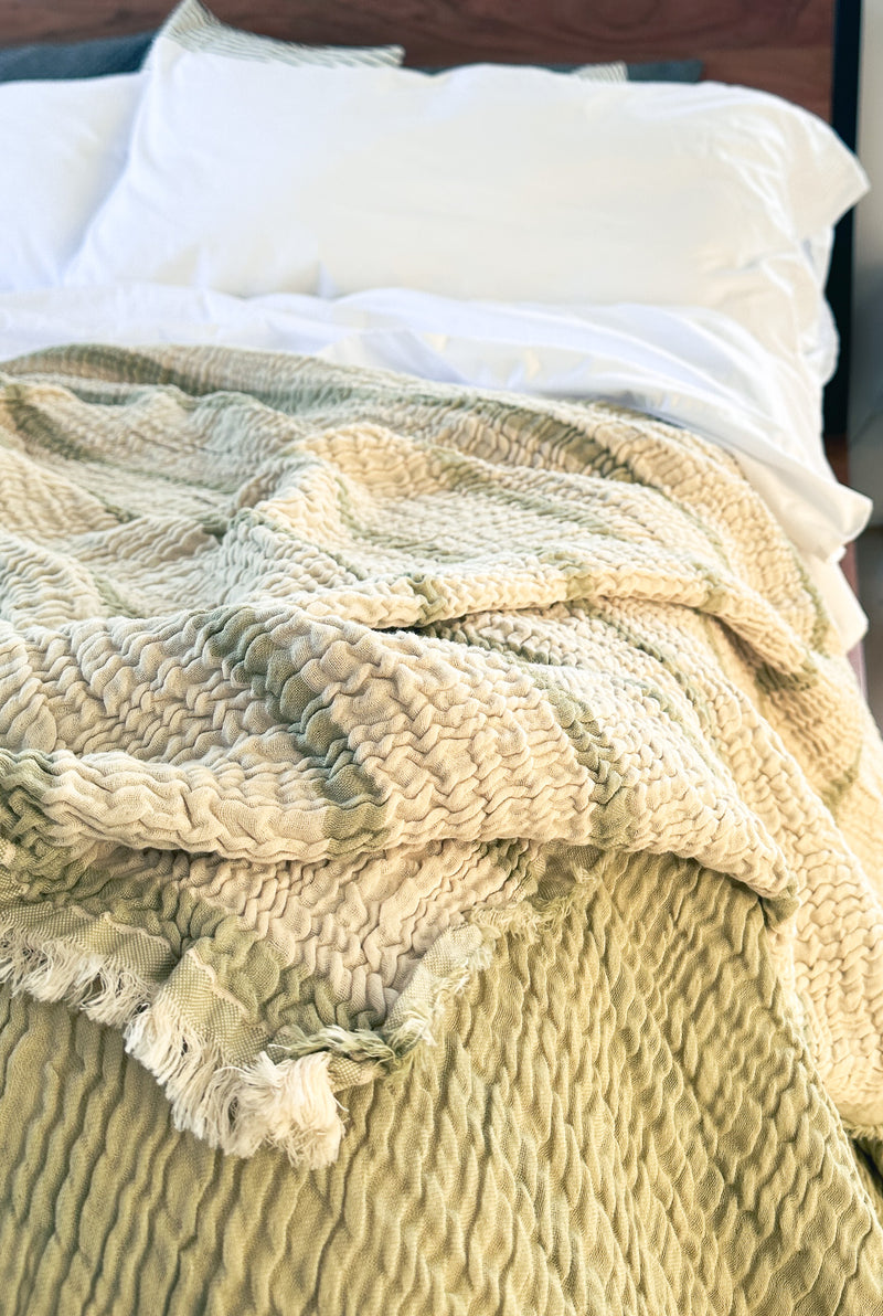 Sage Green Double Sided Crinkle Blanket