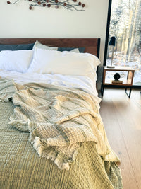 Sage Green Double Sided Crinkle Blanket