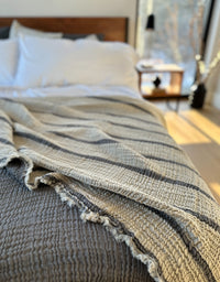 Reversible Solid/Striped Crinkle Blanket in Various Colors