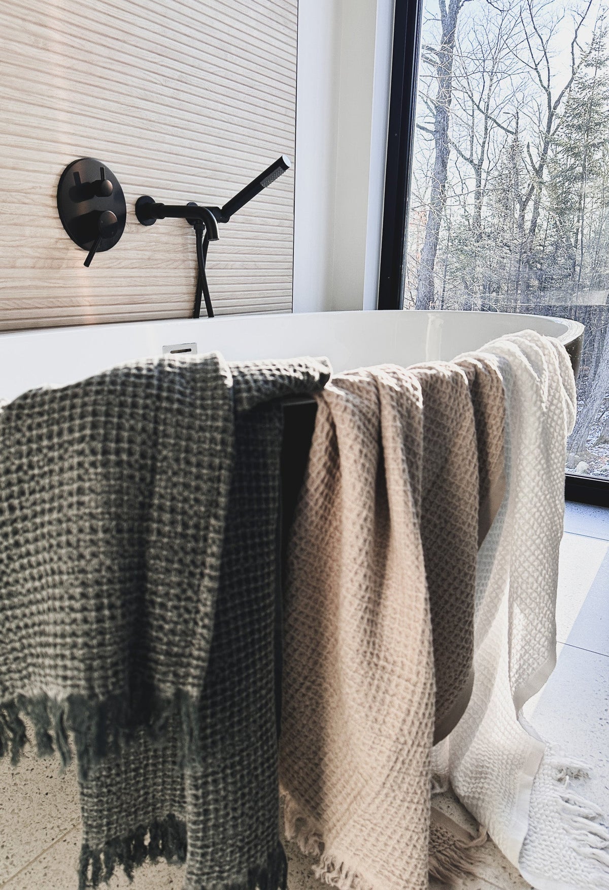 Natural Waffle Bath and Hand Towel