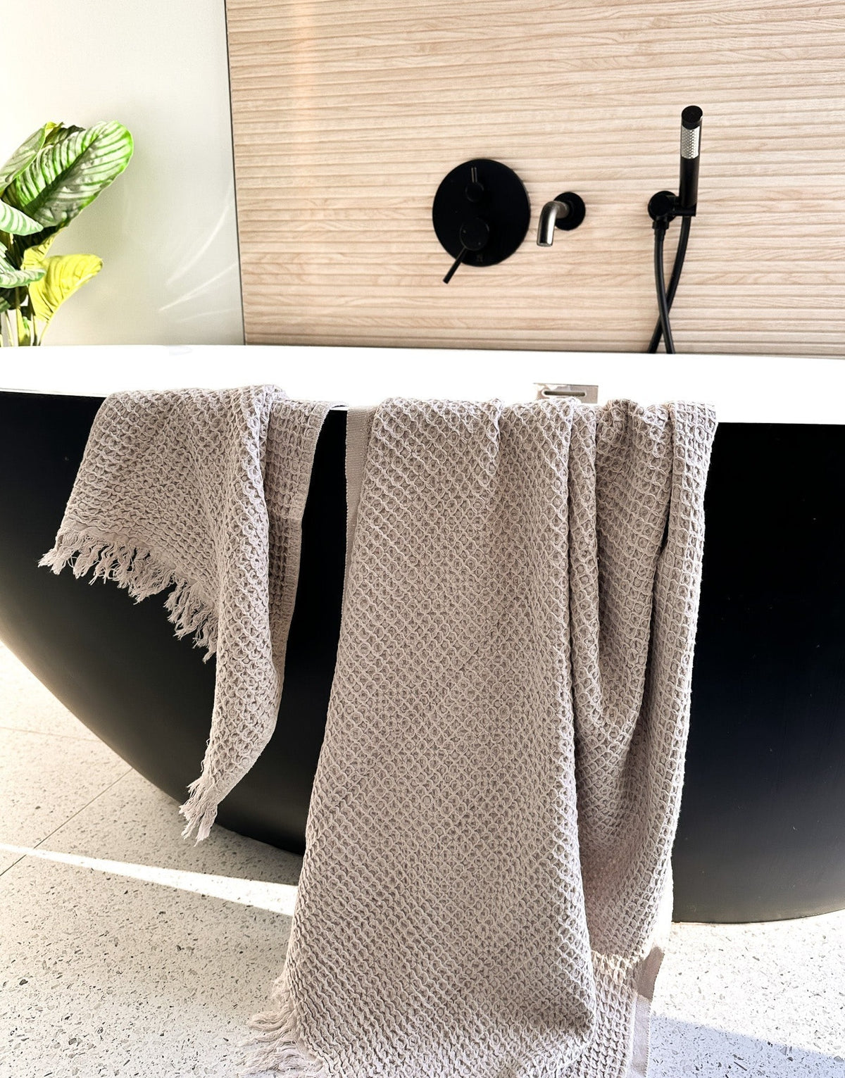 Natural Waffle Bath and Hand Towel