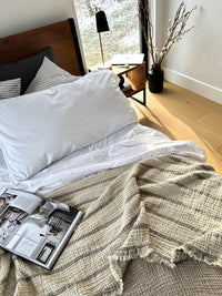 Reversible Solid/Striped Crinkle Blanket in Various Colors