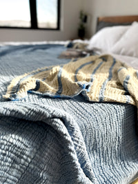 Ocean Blue Reversible Soft Bed Blanket