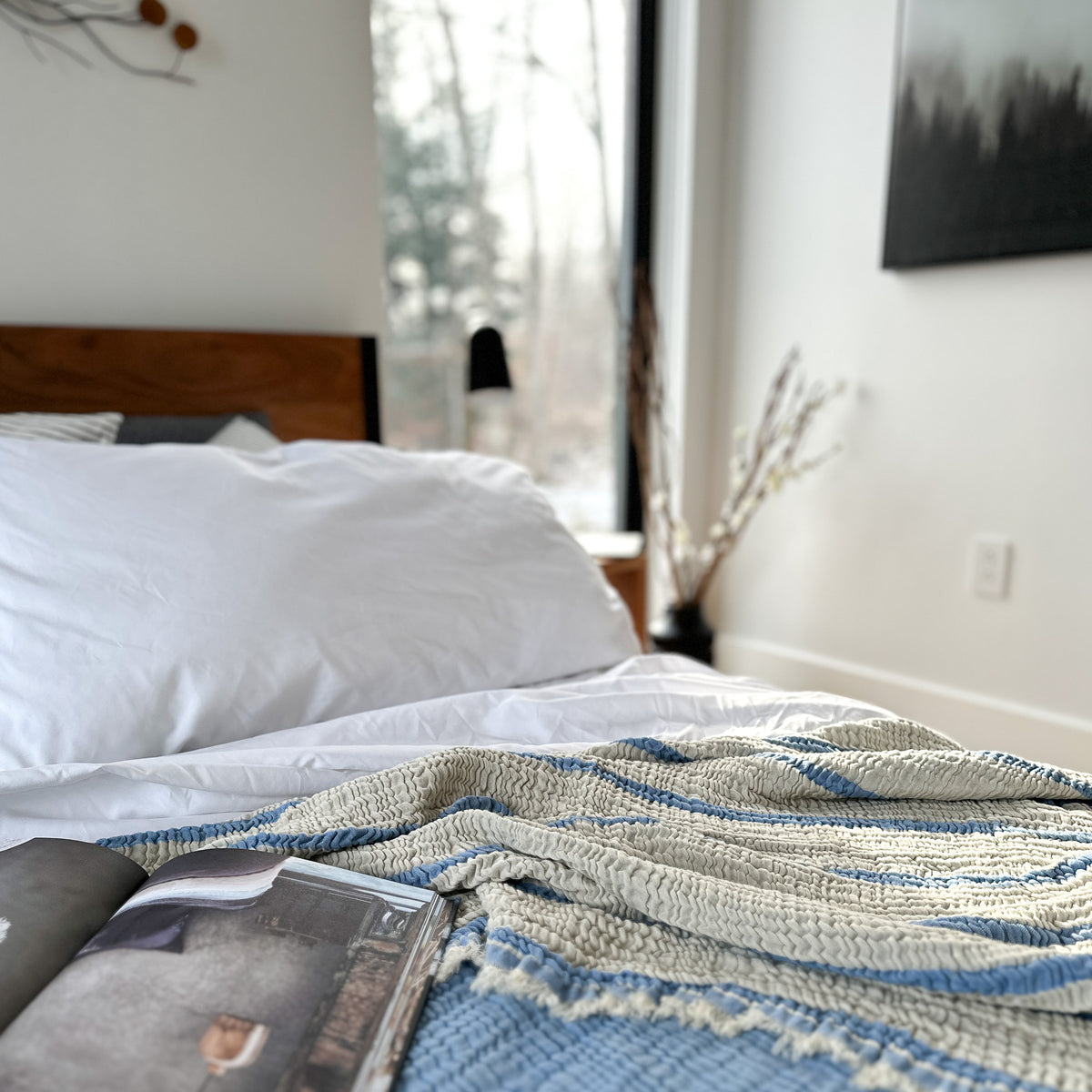 Reversible Solid/Striped Crinkle Blanket in Various Colors