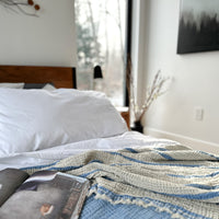 Reversible Solid/Striped Crinkle Blanket in Various Colors