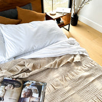 Soft Waffle Blanket with Fringes in Various Colors