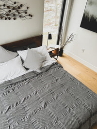 Stone Gray Soft Waffle Blanket with Fringes