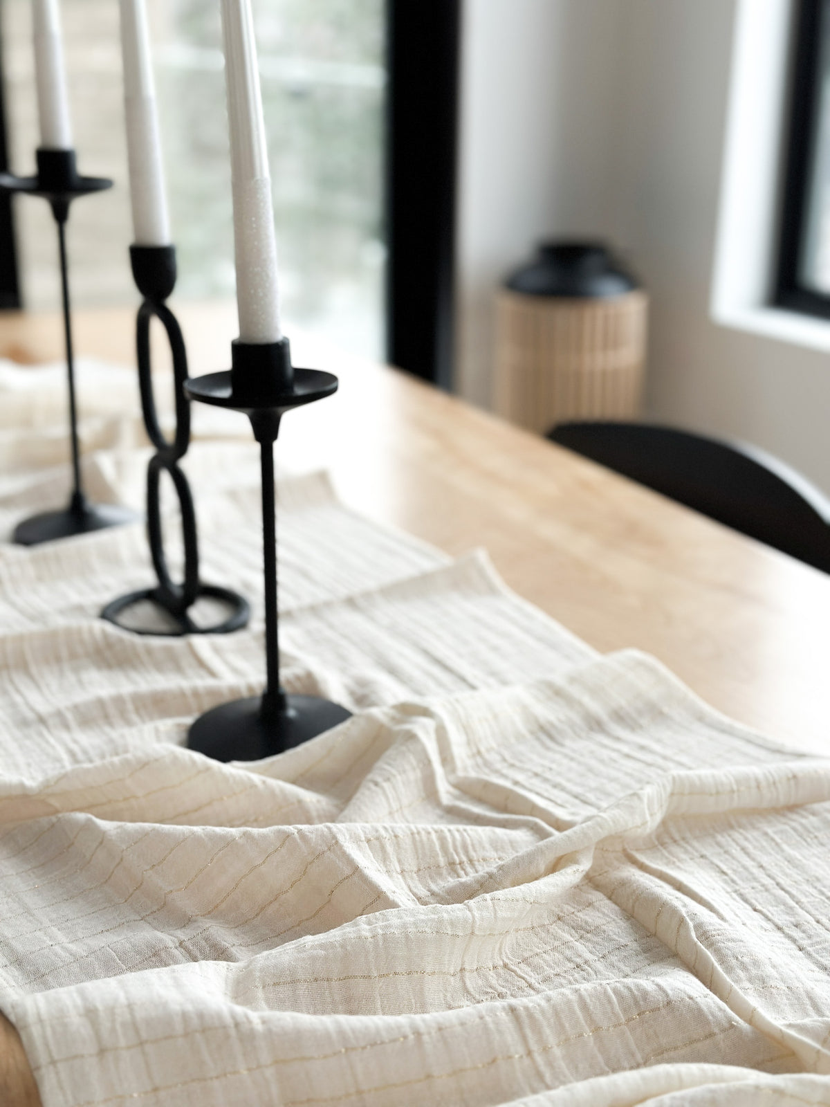 Gold Striped Table Runner - Cotton