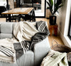 Striped Linen Throw Blanket for Couch and Bed
