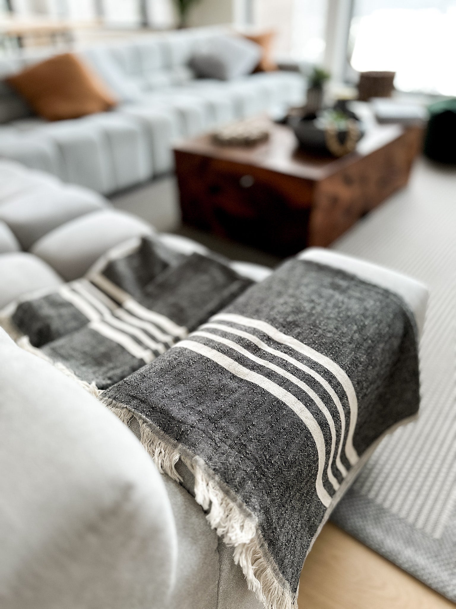 Striped Linen Throw Blanket for Couch and Bed – My Kitchen Linens