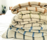 Reversible Solid/Striped Crinkle Blanket in Various Colors