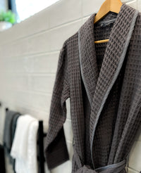 Waffle Bathrobe with Pockets, Premium Turkish Cotton, Unisex
