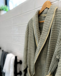 Waffle Bathrobe with Pockets, Premium Turkish Cotton, Unisex