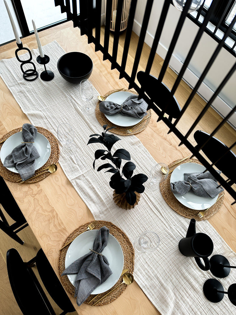 Reversible Dinner Napkin Set, Prewashed Soft Turkish Cotton