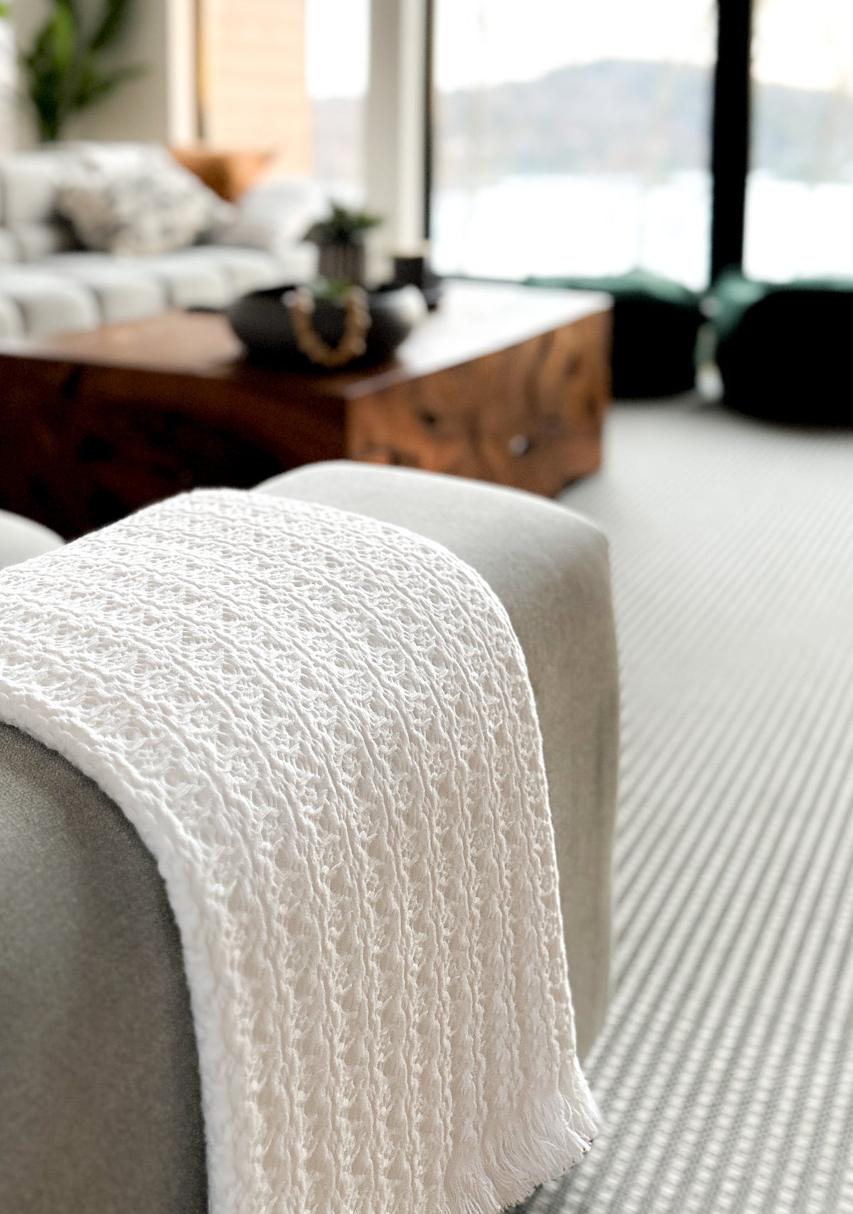 White Throw Blanket for Bed and Couch