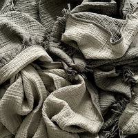Charcoal Silver Gray Reversible Blanket with Fringes