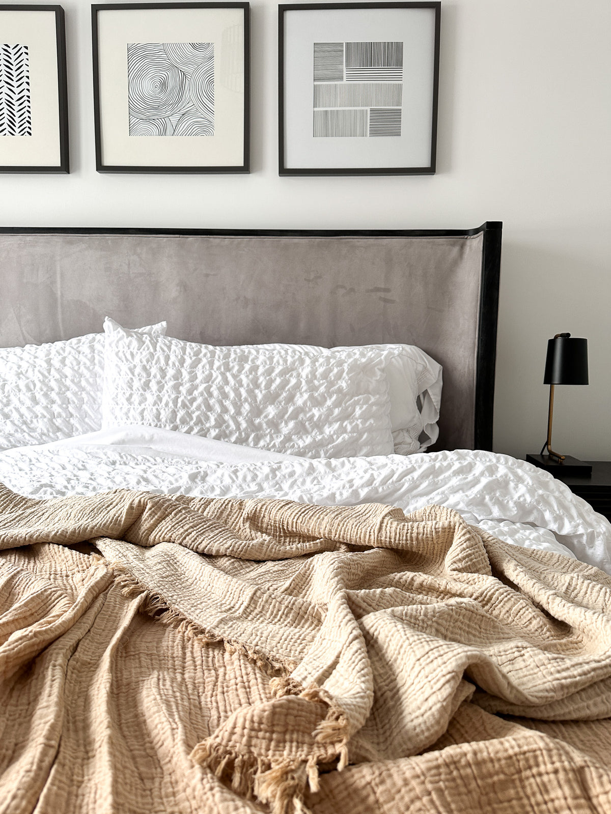 Mustard Natural Reversible Blanket with Fringes